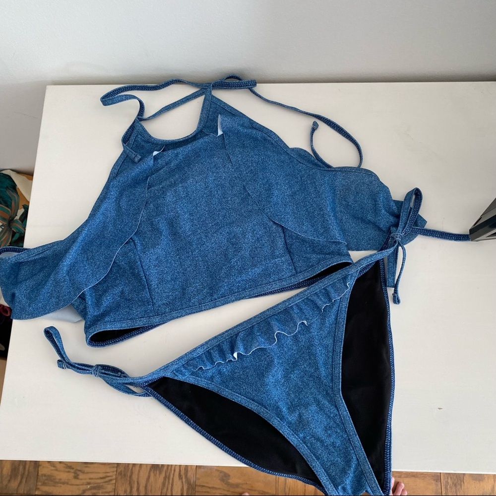 Denim print bikini